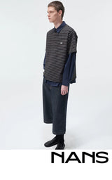 Short Sleeve Striped Embroidered Cotton Tee