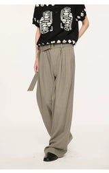 High Waist Wide Leg Belted Pants