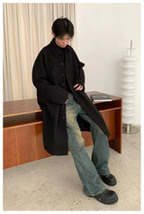 Men's Loose Long Collared Wool Coat