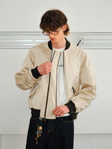 Men's Versatile Dual-Zip Satin-Reflective MA1 Bomber