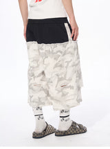 Men's Patchwork Ripped White Camo Pants
