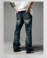 Heavy Washed Loose Flared Stacked Jeans