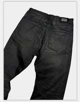 Washed Waxed Snakeskin Flared Jeans