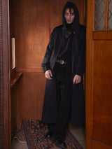Unisex Hooded Ruched-Waist Cape Coat