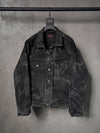Washed Distressed Gray Raglan Denim Jacket