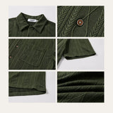 Wooden Button Short Sleeve Knitted Shirt