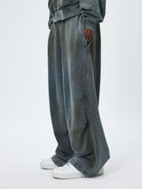 Vintage Washed Drawstring Wide Leg Sweatpants