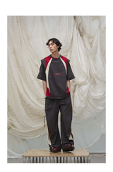 Contrast Paneled Double Cuffed Nylon Pants