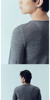 Lightweight Wool Slim Triangle Neck Sweater