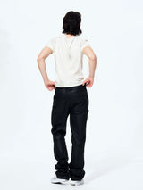 Unisex Rivet Letter Washed Distressed Tees