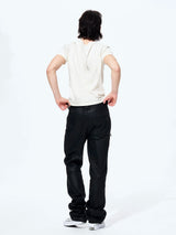 Unisex Rivet Letter Washed Distressed Tees