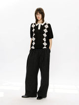Men's Summer Contrast Diamond Knit Polo