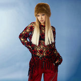 Oversized Y2K Star Mesh Sweater
