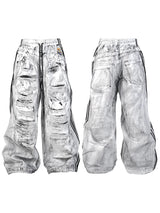 Wide Leg Two-In-One White Canvas Pants