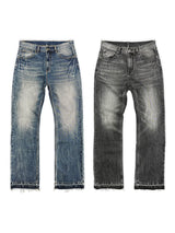 Heavy Washed Loose Flared Stacked Jeans