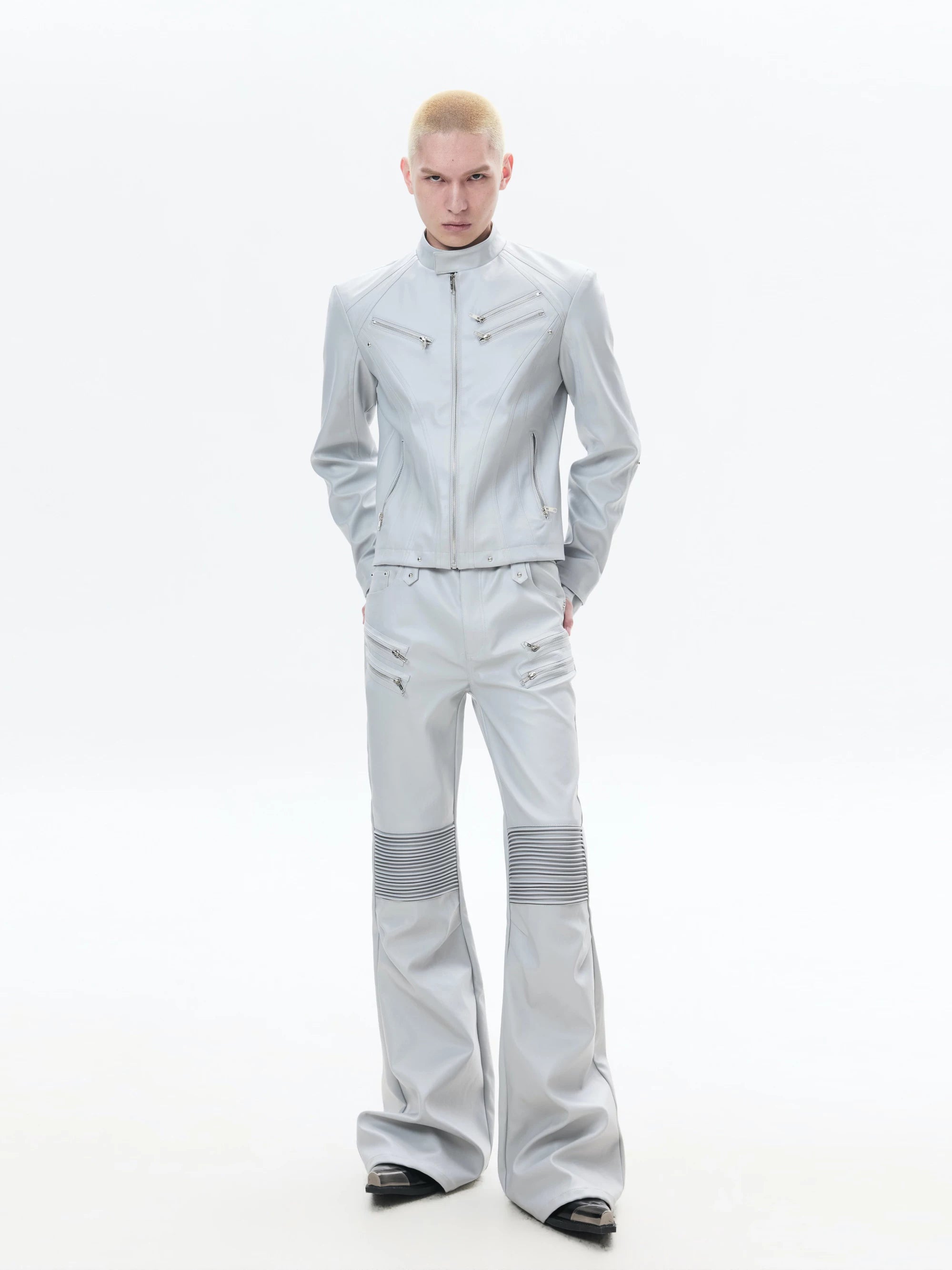 Zipped Fitted Short Biker Jacket