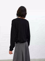 Drop Shoulder Dog Jacquard Cotton Sweater