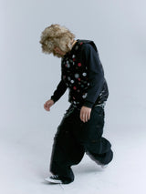 Black Distressed Knee Multi-Pocket Cargo Pants