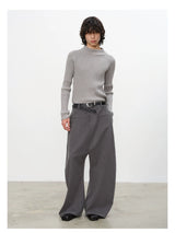 Reversible Pleated Brushed Low Rise Pants