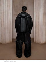 American Fur-lined Hooded Leather Biker Jacket