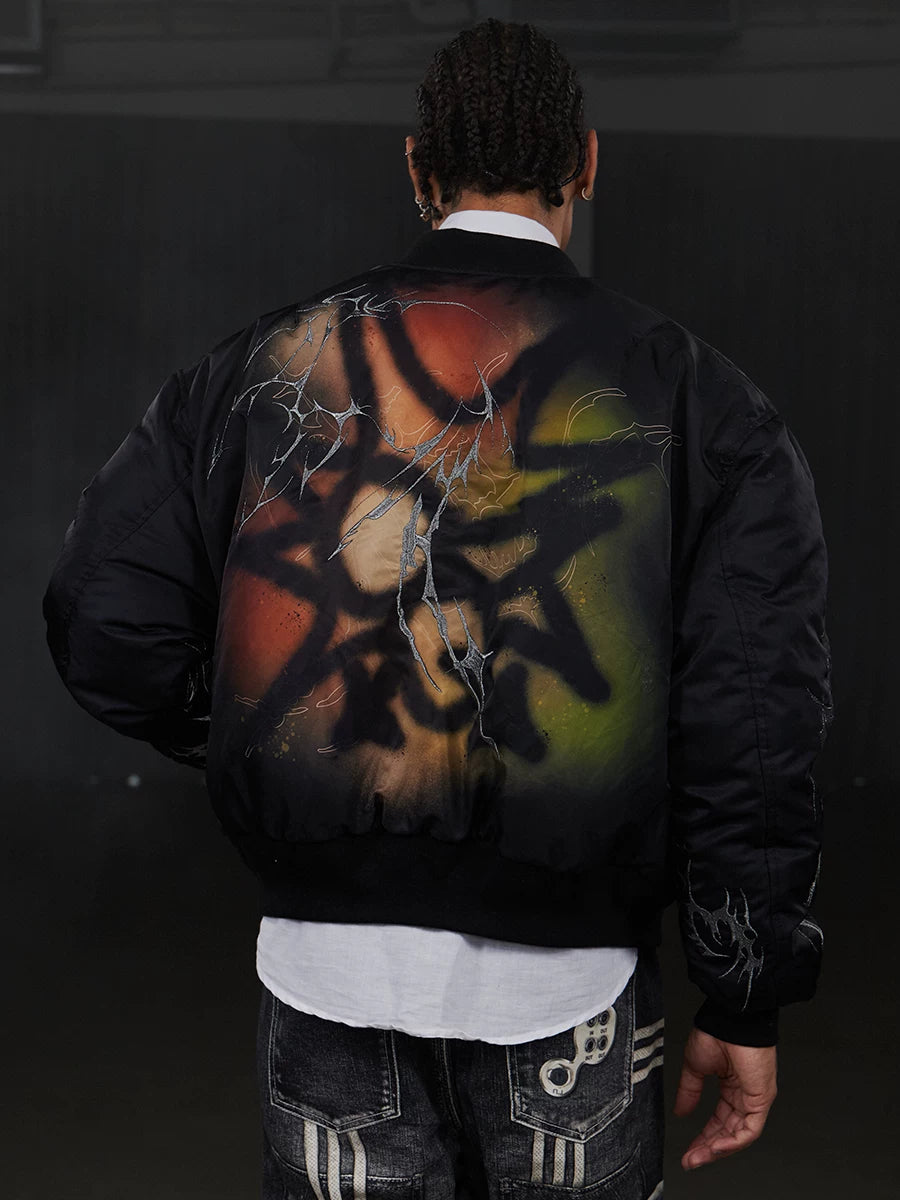 Graffiti Embroidered Printed MA1 Bomber Jacket