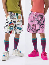 Men's Loose Drawstring Graffiti Beach Shorts