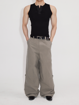 Black Gray Lightweight Washed Parachute Pants