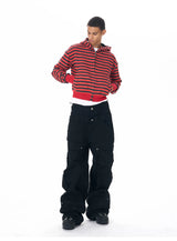 Men's Crop Motor Embroidered Striped Hoodie
