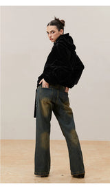 Cleanfit Washed Yellow Slim Flared Jeans