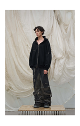 Three-Zipper Detachable Panels Multi-Way Zip Hoodie