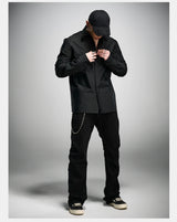 Long Sleeve Ribbed Point Collar Shirt