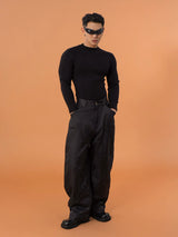 Men's Black Windproof Warm Cargo Pants