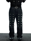 Punk Raw Denim Straight Flare Jeans
