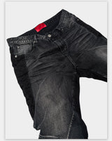 Stretchy Patchwork Crinkled Washed Flare Jeans