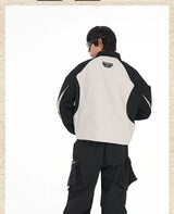 Men's Loose Short Patchwork Zip Jacket