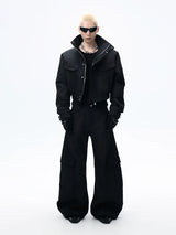 Short Stand Collar Faux Fur Jacket