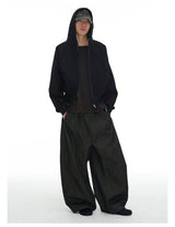 Pleated Low Rise Raw Denim Jeans