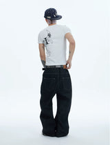 Cross Print Slim Crew Neck Tees