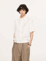 White Short Sleeve Harrington Houndstooth Shirt