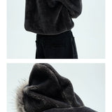 Detachable Fur Collar Fleece Hooded Coat