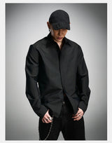 Long Sleeve Ribbed Point Collar Shirt