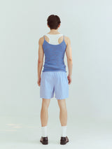 Mixed Blue Deep V Knit Camisole