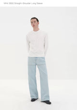 Long Sleeve Straight Shoulder Satin Tees