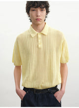 Cutout Ribbed Cotton Polo Shirts