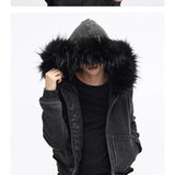 Men's Vintage Detachable Fur Hooded Jacket