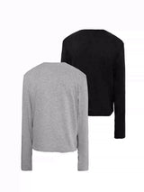 Hidden Half-zip Long-sleeve Crew Neck Top