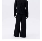 Cropped Deconstructed Waist-cinched Stand Collar Jacket