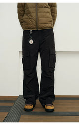 Reflective Liquid Nylon Cargo Parachute Pants