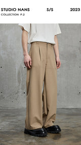 Draped Chain Texture Straight Leg Pants