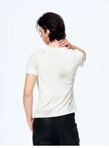 Unisex Rivet Letter Washed Distressed Tees